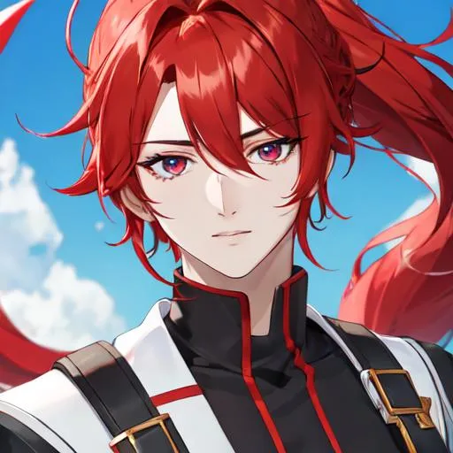 Prompt: Zerif 1male (Red side-swept hair covering his right eye) 8K, UHD, best quality, as a female