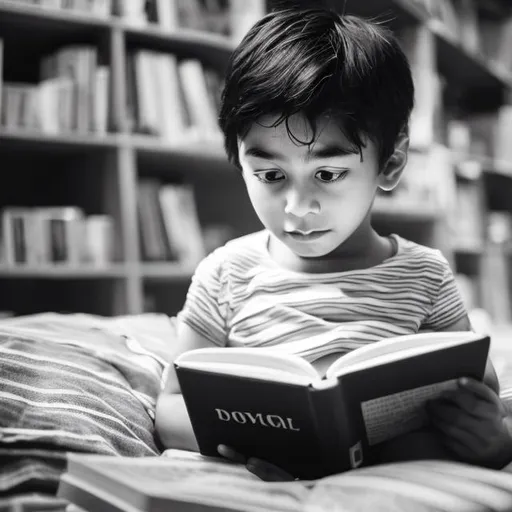 Prompt: A kid is reading a book 