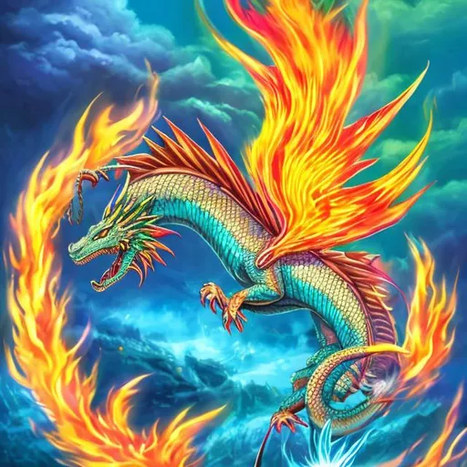 Prompt: Raimbow fish Dragon fire
🐉