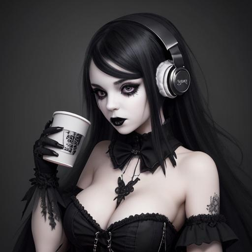 gothic girl with headphones cup dd