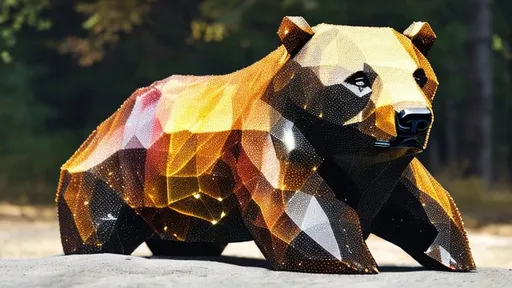 Prompt: Diamond body bear with fire 