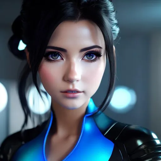 Prompt: A ultra realistic illustration, anime drawing, render, Blender, Rendered in Unreal Engine 5, 3D Ray tracing of A beautiful Princess Re-l Mayer, anime Ergo Proxy (2006), Electric Blue eye makup, Shoulder length straight black hair, light blue eyes, all black body suit, intricate, Surrealist, Anime, by Shûkô Murase, Funimation, DeviantArt, artstation, Midjourney, cgsociety, angelic, seductive, lifelike, beautiful, extremely detailed face, serious expression, Full Height, full body shot, vivid, tone mapping, colorgrading, iridescent accents, vibrant color, HD, 4k, sharp focus, studio lighting, natural lighting, rim lighting, Path Tracing, Dark Fantasy, Japanese Cyberpunk, Holding a silver pistol in her right hand, Sc-Fi