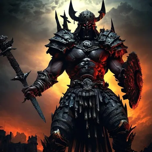 Prompt: /imagine prompt: color photo of a gladiator battling a dark god in the backdrop of a sinister castle
, the gladiator stands tall and fearless, his muscular frame glistening with sweat as he brandishes his sword. His armor gleams in the dim light, reflecting the ominous presence of the dark god he faces. The god, shrouded in shadows, exudes an aura of malevolence, with glowing red eyes and a twisted, monstrous form. The castle looms behind them, its crumbling stone walls and jagged towers creating an eerie atmosphere. Wisps of fog swirl around the scene, adding an air of mystery and danger. The mood is tense and intense, as both the gladiator and the dark god engage in a fierce battle for dominance. The camera used to capture this epic clash is a Canon 5D Mark IV, equipped with a 24-70mm lens. The photographer skillfully utilizes high contrast to accentuate the dramatic interplay of light and shadow. The color film type selected is Fujifilm Velvia 50, enhancing the rich tones and textures of the scene. In a unique juxtaposition, the scene combines the directorial vision of Ridley Scott, the cinematography of Roger Deakins, the fashion design of Alexander McQueen, and the photography style of Tim Walker. —c 10 —ar 2:3