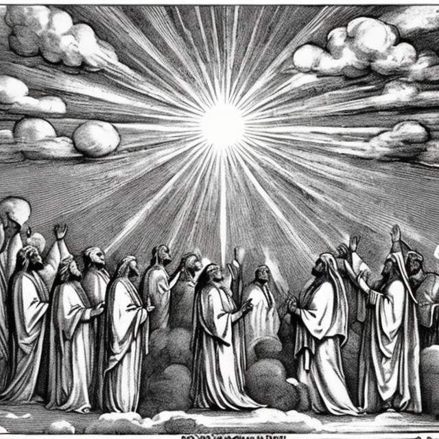 The holy sky council praising god from the book of E... | OpenArt