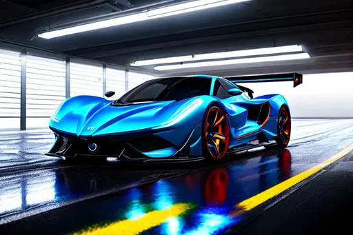 digital art futuristic hypercar(2300), wet reflectiv... | OpenArt