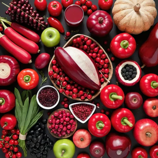 Prompt: cornucopia of red foods