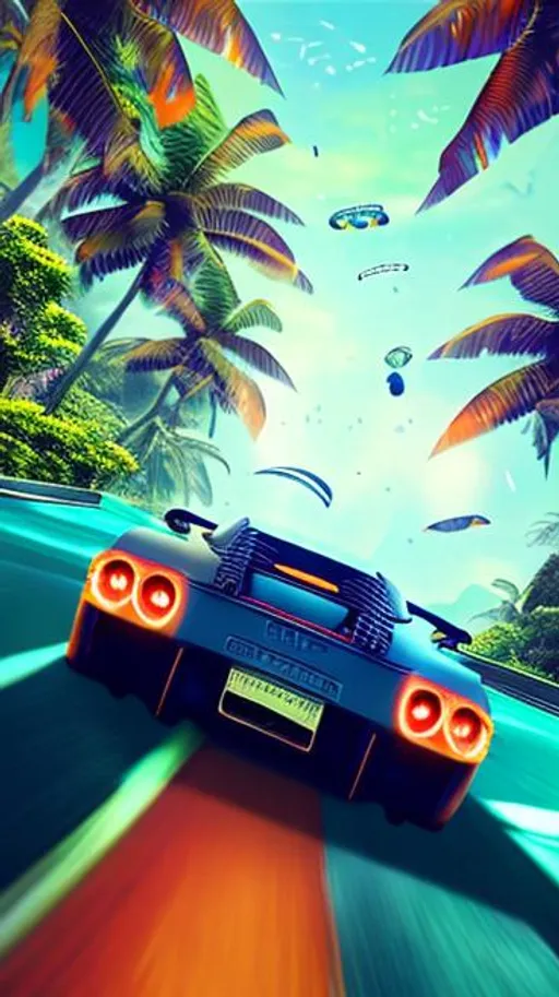 Prompt: Orange fruity pieces juice flying over a fast car in paradise
wide-angle lens, 3D, HD, color gradient, dreamy, epic, stunning, scenic, highest quality, vivid, "A hidden lagoon in a tropical paradise with tropical flowers", Expansive Magical Tropical Forest Background, beautiful, Perfect viewpoint, Cinematic, Cinematic lighting, ethereal, ultrafine intricate details, extremely detailed, polarizing filter, everything in sharp focus, HDR, UHD, Unreal Engine 5, Hyperrealistic, 64K --s98500
