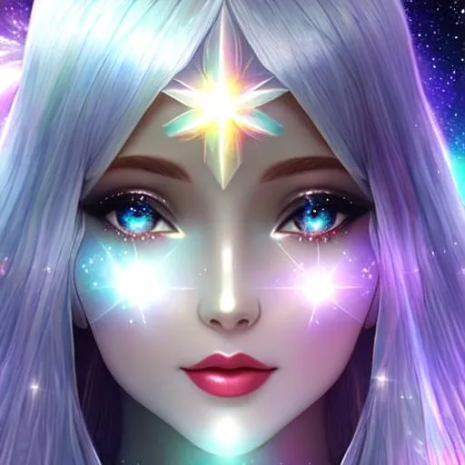Prompt: White prism, cosmic,etherial, fairy, goddess of light ,closeup