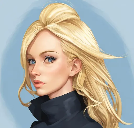 Prompt: Beautiful blonde woman cartoon portrait 