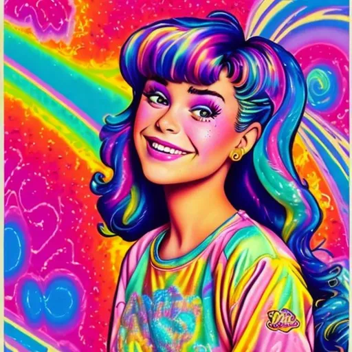 Prompt: 80s girl in the style of Lisa frank