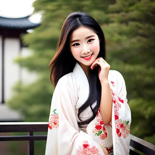 Girl Wearing A Kimono Openart