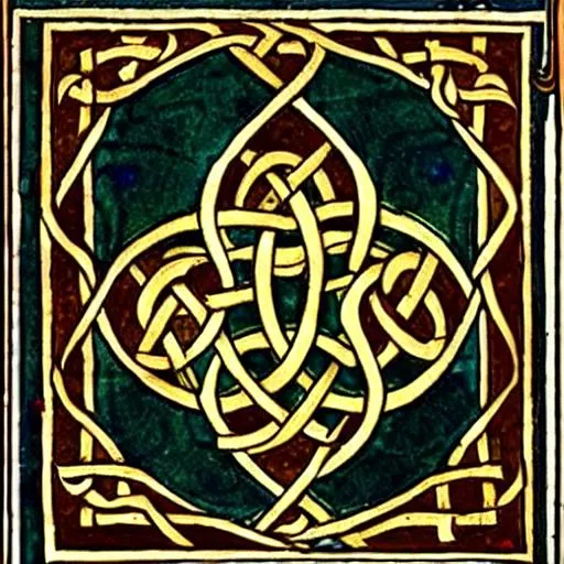 Prompt: an empty 
illuminated manuscript page with a gold Celtic knot border
