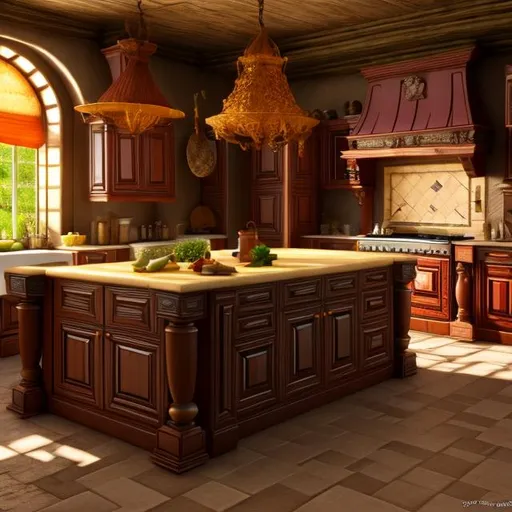 Prompt: fantasy, kitchen interior, UHD, HD, 8K, 