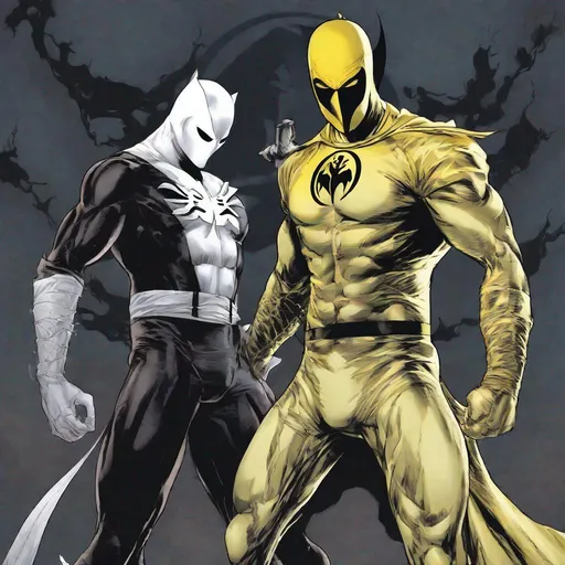 Prompt: Moonknight and iron fist combined 