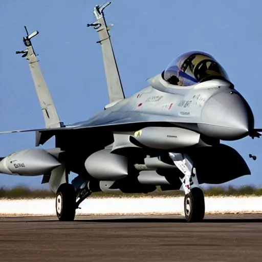 Prompt: Photo of the world’s strongest f16 fighter jet.
