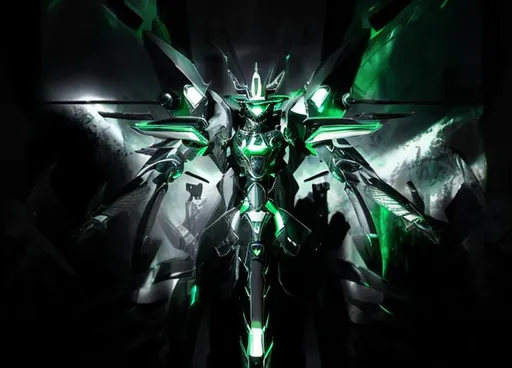 Prompt: green and silver scifi armor, ULTRAKILL Xenoblade 2 , conceptart , scifi sword, halo, 