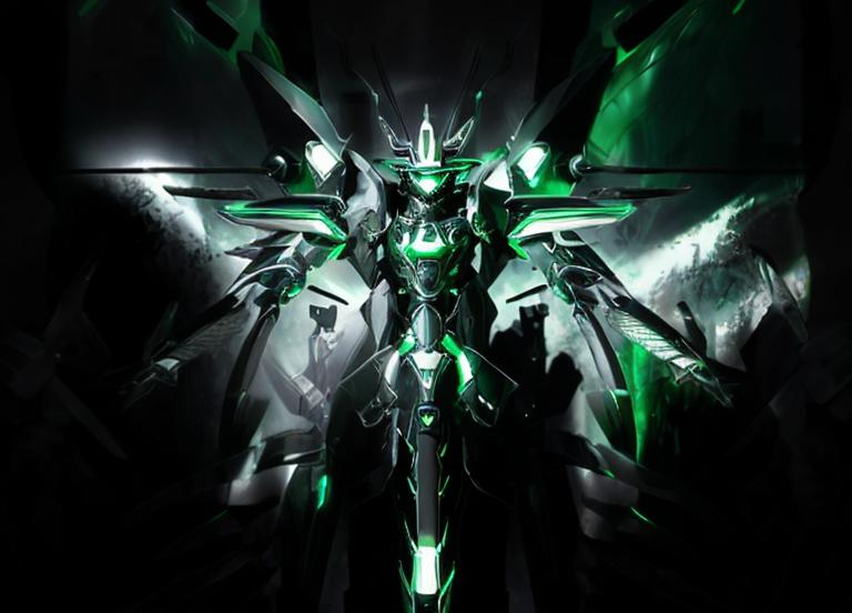 green and silver scifi armor, ULTRAKILL Xenoblade 2... | OpenArt