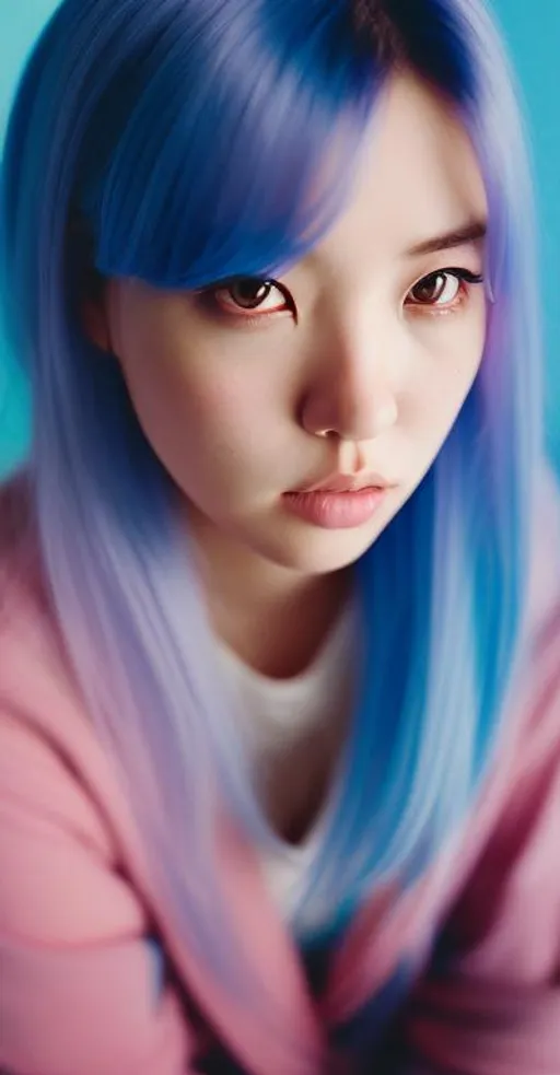 Prompt: #3238 woman, kawaii, pretty, quality 14,

sad anime girl with blue hair, wearing school uniform, 

hyper realistic masterpiece, high contrast, sharp focus, digital painting, pastel mix art, digital art, clean art, professional, contrast color, contrast, colorful, rich deep color, studio lighting, dynamic light, deliberate, concept art, highly contrast light, strong back light, hyper detailed, super detailed, render, CGI winning award, hyper realistic, ultra realistic, UHD, HDR, 64K, RPG, inspired by wlop, UHD render, HDR render