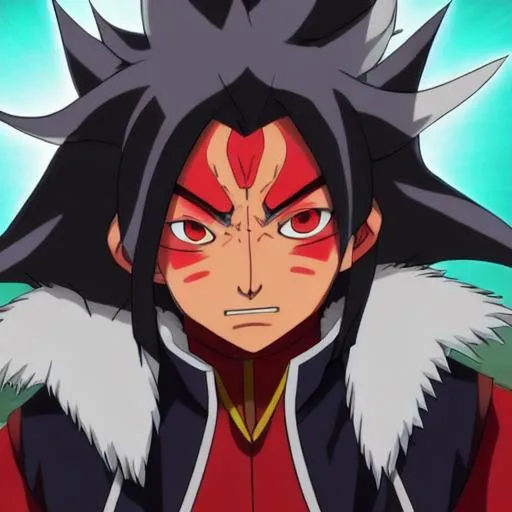 Prompt: Kai Todoruko is a dynamic character that combines the elements of Zuko from Avatar: The Last Airbender and Shoto Todoroki from My Hero Academia. He has a distinctive appearance that showcases the fusion of fire and ice within him.

Kai has crimson hair on one side, reminiscent of Zuko's fiery mane, and stark white hair on the other side, reflecting Todoroki's icy lineage. His heterochromatic eyes follow suit, with one being a piercing amber representing fire and the other a deep sapphire symbolizing ice. His features exhibit a mix of intensity and reservation, mirroring the internal struggle within him.

His attire combines elements of both characters' signature styles. He wears a dark red robe with a high collar and intricate patterns reminiscent of Zuko's Fire Nation attire. On his left side, he dons a long coat made of frost-like fabric that represents Todoroki's icy power. The coat fades into shades of blue and silver, symbolizing his control over ice.