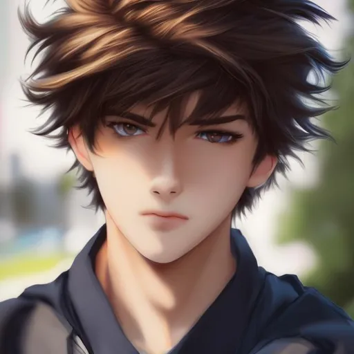Prompt: A handsome young man with short fluffy hair anime styled portrait