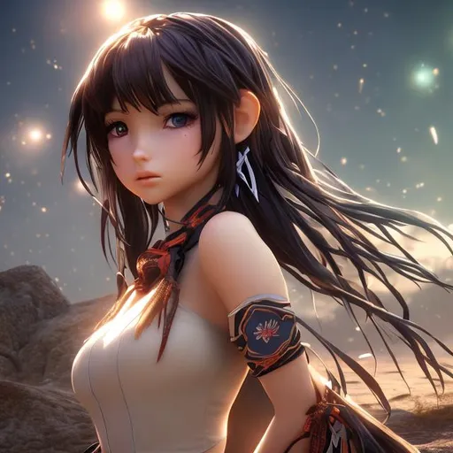 Prompt: 4k high resolution cgi anime western, full body picture, petite indigenous female, age 30, pretty face, full figure