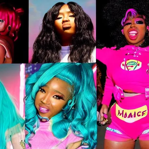 Prompt: SZA doing a collab with Ice Spice and Hatsune Miku and Cupcakke and Nicki Minaj