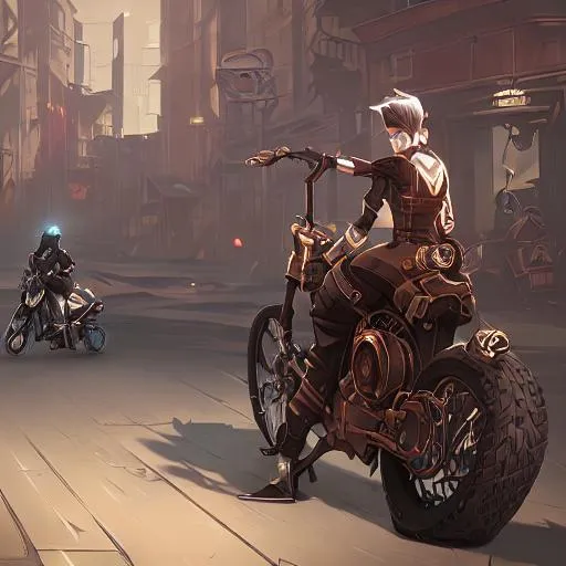 Prompt: steampunk, motorcycle,