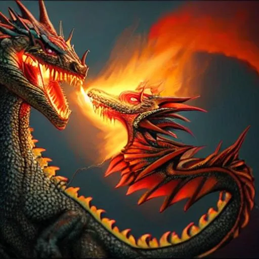 Dragon Breathing Fire Hyper Realistic Super Detail Openart 2635