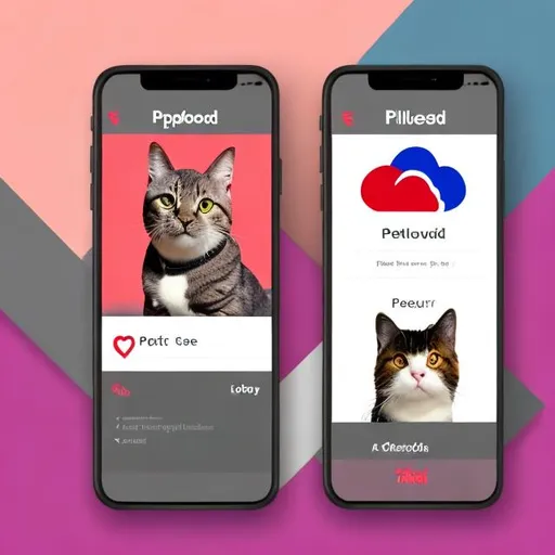 Prompt: Create a profile page for an app for pet owners called "PetCloud" and use red and gray as the main colors. Focus on cats and dogs, and create a logo for the app.