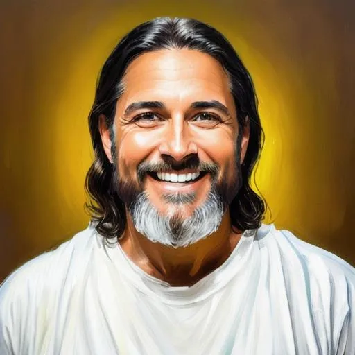 Prompt: {{{{highest quality concept art masterpiece}}}} digital drawing oil painting with {{visible textured brush strokes}},, Jesus' 455 years old, Glowing brighter than the sun Transfiguration, photorealistic joyus, happy, laughing face, digital painting, artstation, illustration, concept art, smooth, sharp focus, {{hyperrealistic intricate perfect brown long hair}} and {{hyperrealistic perfect clear bright blue eyes}}, epic fantasy, perfect composition approaching perfection, photo of Jesus Christ on a mountain with Peter and John, transfigured with Moses and Elijah on either side, divine, radiant, powerful, spiritual, awe-inspiring, transformative

The scene is set on a mountain where Jesus Christ stands with Peter and John, and Moses and Elijah appear on either side, transfigured in their divine glory. The atmosphere is spiritual, and the energy is transformative. The photo captures the radiant and powerful moment of Christ's transfiguration, as he is enveloped in light and majesty. 

The camera used to capture this image is a Leica M10-D, fitted with a 50mm lens and loaded with Fujifilm Velvia 100 film. The technique used is high dynamic range, capturing the subtle nuances of light and shadow in the scene. 

Directors: Martin Scorsese, Mel Gibson, Terrence Malick 
Cinematographers: Roger Deakins, Emmanuel Lubezki, Vittorio Storaro 
Photographers: Annie Leibovitz, David LaChapelle, Sebastião Salgado 
Fashion Designers: Alexander McQueen, Jean Paul Gaultier, Valentino

—c 10 —ar 2:3