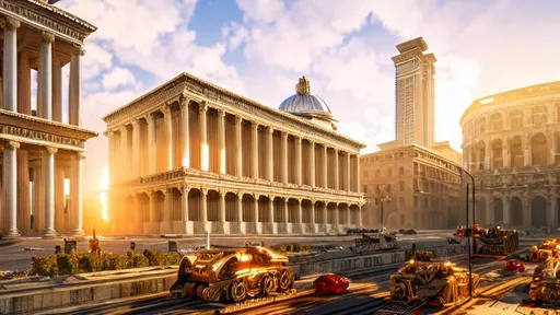 Prompt:  ultrarealistic futurist city glory of roman empire, many details, streets, buildings, future cars, 8k, hdr, Beautifully Detailed, Natural Lighting, Light Diffusion, dystopian, roman architecture