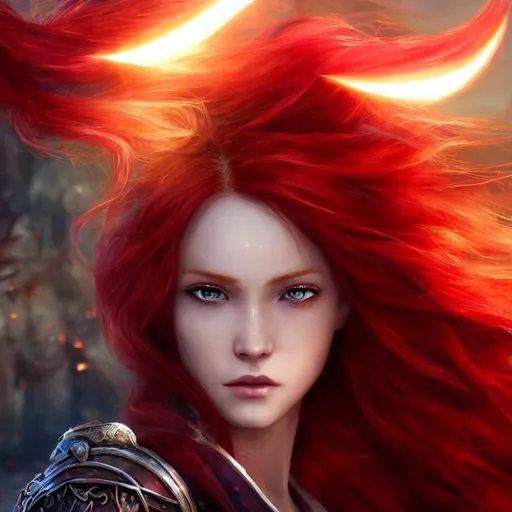 Prompt: Long Red Hair Girl, Detailed Face, Action Pose, Highest Quality, Sharp Focus, Deep Color, Illustration, Complementary Colors, Soft Glow, Fantasy Concept Art, 8k Resolution, Artstation Unreal Engine 5 Trend, Artgerm, WLOP, Dynamic Soft Lighting , Fantasy Framing, Hyper Detail, Complex Detail, Artstation Color Trend, Unreal Engine Volumetric Engine Lighting Engine 5