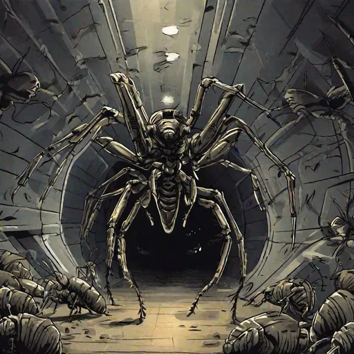 Prompt: #Vasa# creatures, {high quality illustration} warrior bugs from starship troopers in a dark tunnel,
{background} office,