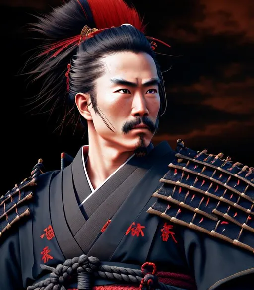 Prompt: Noble, Epic, Grand, 3D, HD, ({man} wearing samurai warrior outfit), expansive feudal Japan background, sunset, hyper realistic, 4K --s98500