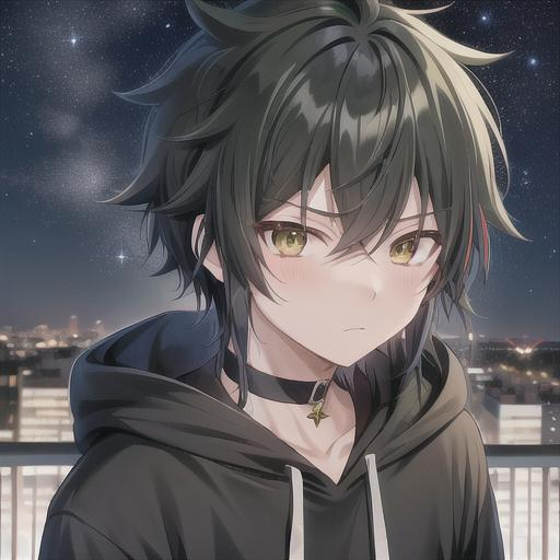 Anime boy 2025 black hoodie