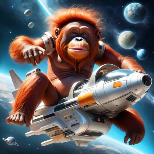 Prompt: orangutan
riding a spaceship