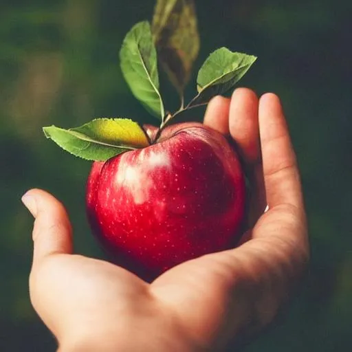 Prompt: A person holding a apple