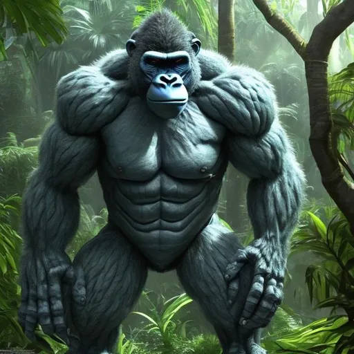 Prompt: A cyber gorilla in synthetic jungle. ultra detailed, ultra realistic, photorealism