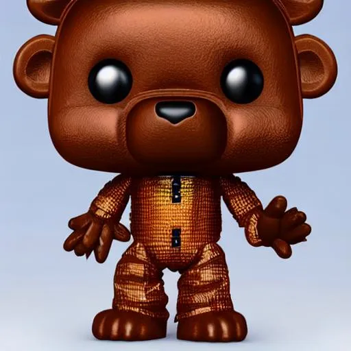 Prompt: Funko pop Freddy Fazbear figurine, made of plastic, product studio shot, on a white background, diffused lighting, centered