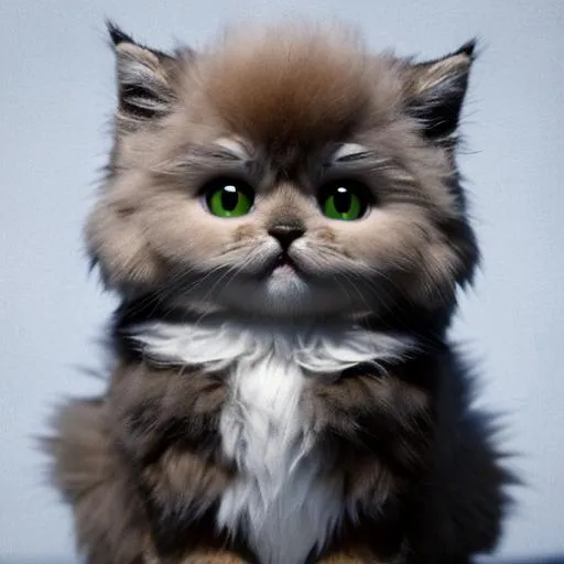 Prompt: mr. fluffy the fluffiest fluff ball kitten on earth, CUTE ornate, dynamic, particulate, intricate, elegant, highly detailed, centered, artstation, smooth, sharp focus, octane render, in the style of modern disney, 3d