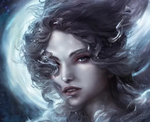 Prompt: oil painting by artgerm detailed expressive ethereal closeup portrait Fearless goddess wandering the night, Shrouded safe in soft moonlight, Maiden goddess of heavens, Silver and white
Flawless moonlight, cinematic atmosphere, fantastic fantasy, award-winning cgi 