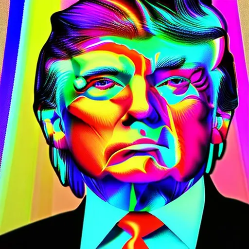 Prompt: Fractal Geometry Donald Trump face, translucent colors, psychedelic 