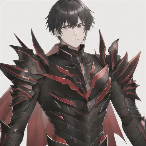 Prompt: male with black armor with red stripes