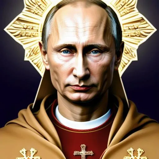 Prompt: Hyper realistic Vladimir Putin as a holy saint