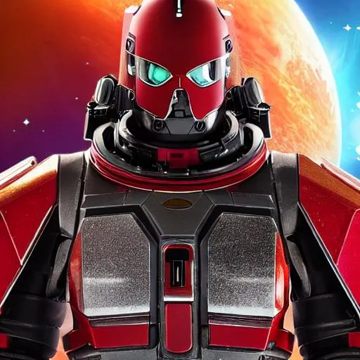 Prompt: detailed full length image of a space marauder with a sinister grin on his face. There is a massive scar covering his face and he is missing one eye.