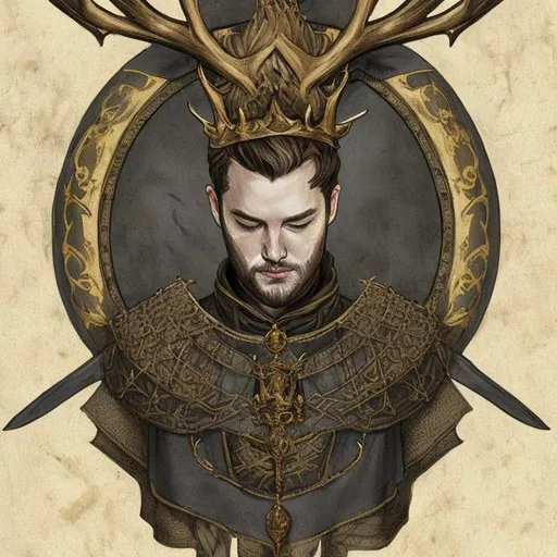 Prompt: Lord Renly Baratheon, imperial, viking, crown, stags