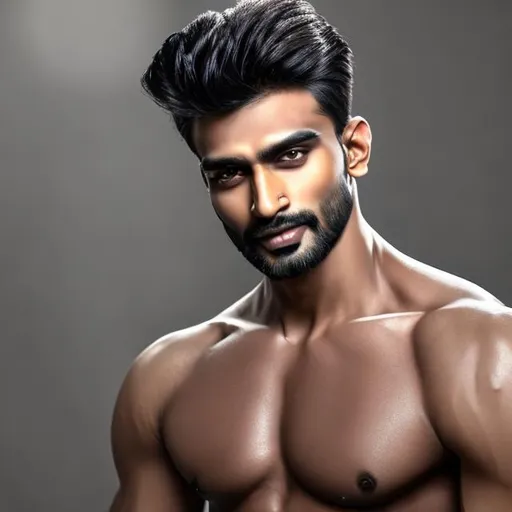 Prompt: Indian handsome Man with jawlines, clear and mascular face, tall, mascular, hyper realistic image