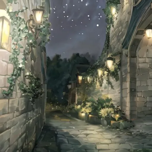 Prompt: Under the night sky, the gathered light