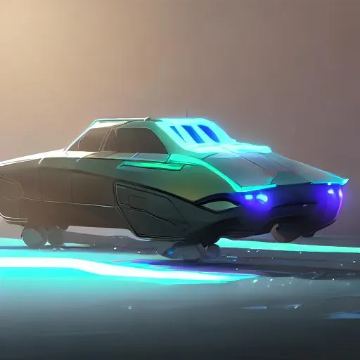 Prompt: concept art of a futuristic hover car