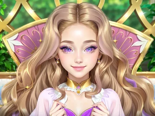 Prompt: colossally breasted, {14 years old}, pale skinned, {vivid golden brown hair}, {floor length hair}, Beautiful polish imperial princess, {pink gown}, symmetrical face, symmetrical, smiling, {bright lilac eyes}, {wide thick feminine lips}, straight nose, high cheekbones, long eyelashes, perfect composition, hyper realistic, super detailed, 8k, 64k, high quality, sharp focus, muted lighting, studio photo, intricate details, highly detailed, vibrant, production cinematic character render, ultra high quality model, artstation, hd, octane render, professional photo